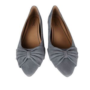 Vionic Gray Pointed Toe Bow Flats